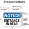 Signmission Entrance In Rear OSHA Notice Sign, Vinyl Decal, 5in W x 3.5in L, 2PK OS-2PACK-NS-D-35-L-12101 - alternate 4